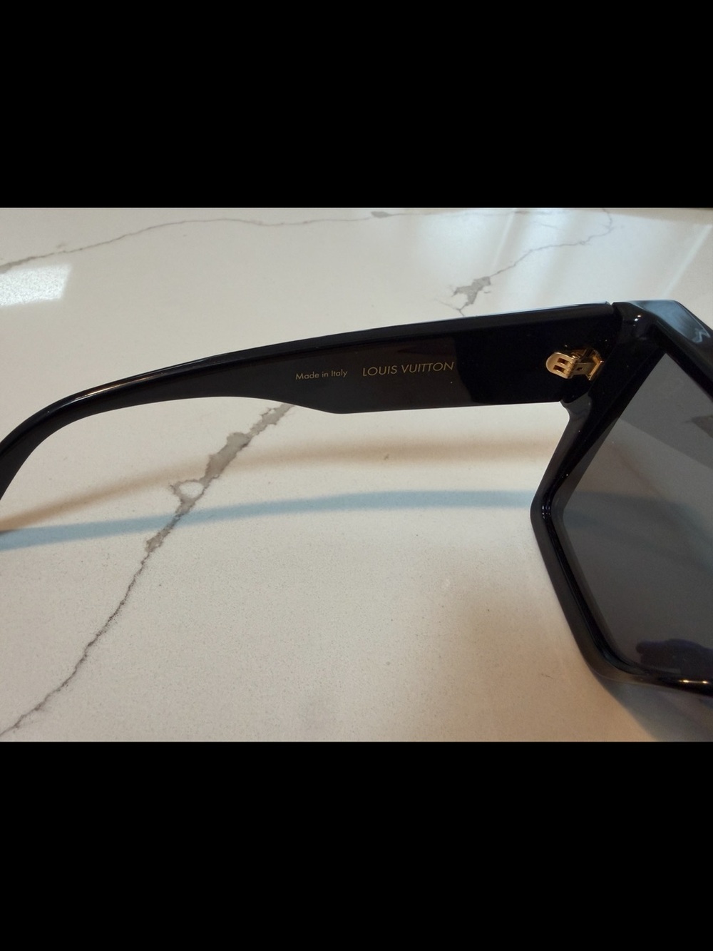 Louis Vuitton Black Shield Sunglasses with Gold Crystal Monogram - Picture 3 of 8